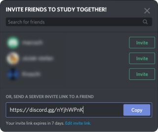 invite friends to studytogether 
