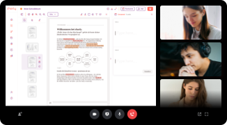 A screen share on a video call showing someone studying and creating flashcards